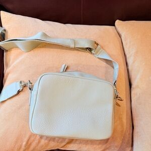 Leather Crossbody Camera Bag in Light Green